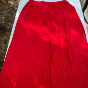 Curations XL Red Wide Leg Pull On Pants Crinkle Viscose 28 Inseam